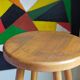 Tabouret de bar en bois blond massif vintage