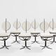 Set of 6 brutalist wrought iron and alcantara chairs from 1990.