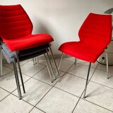 Pair of Mauï soft kartell red chair design Vico Magistretti