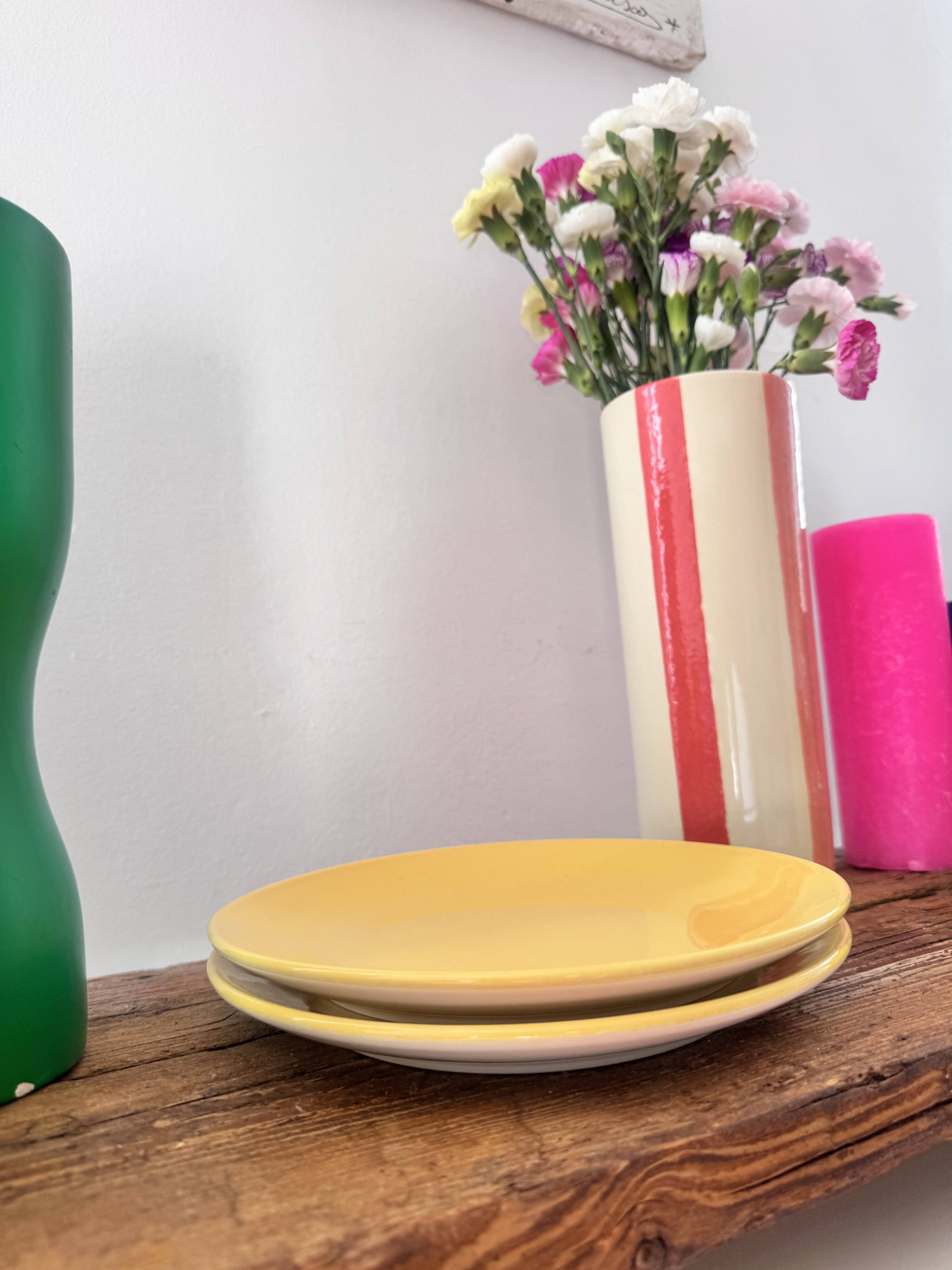 Set of 2 yellow dessert plates