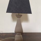 Turned wood lamp