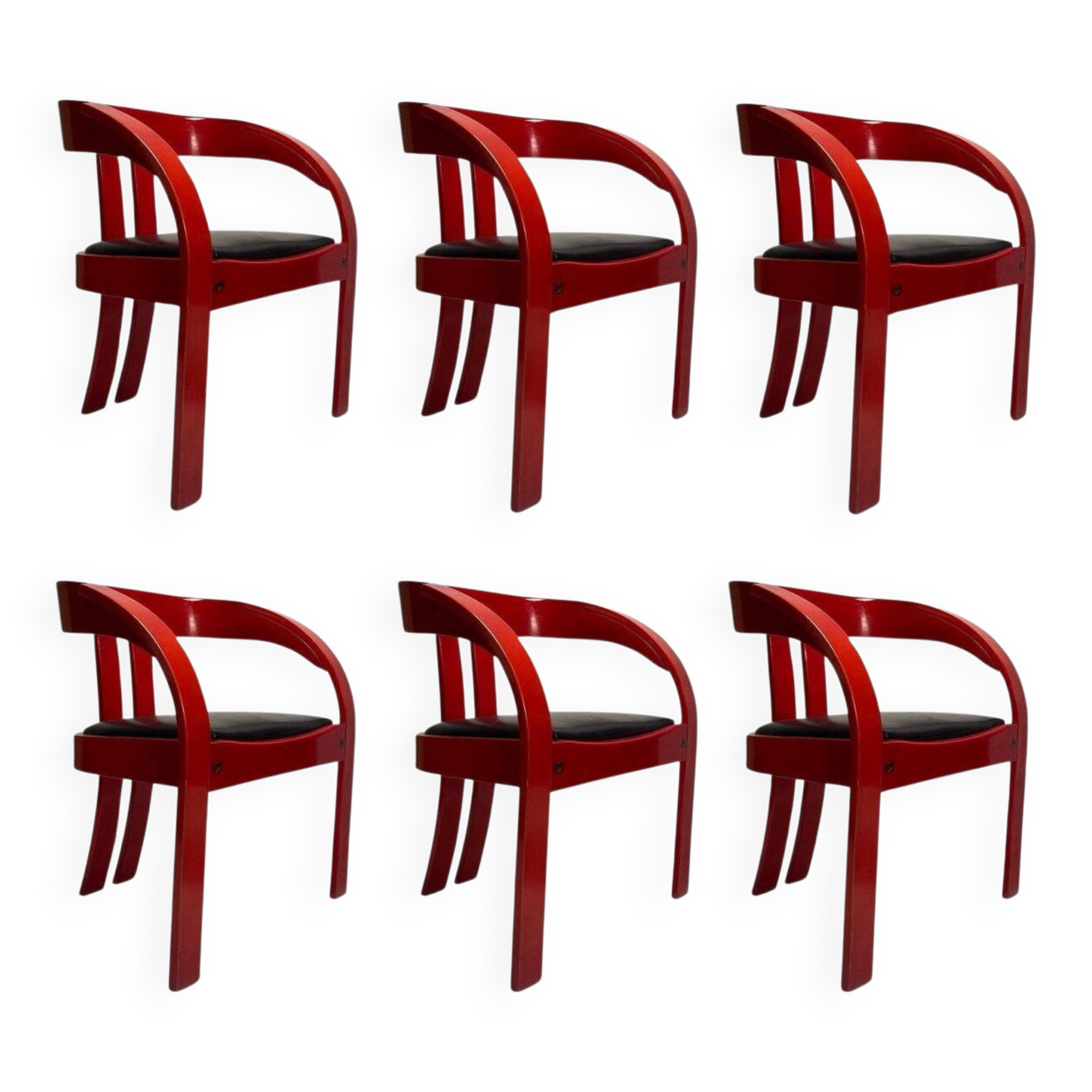 Elisa Armchairs attributed to Giovanni Battista Bassi, 1960s, Set of 6