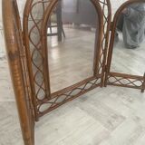 Large triptych rattan mirror 105x68cm