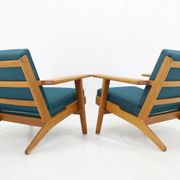1960s Hans J. Wegner Pair of GE 290 Armchairs in Oak for Getama, Denmark