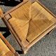 6 rustic style chairs, wood and straw, 1940