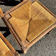 6 rustic style chairs, wood and straw, 1940