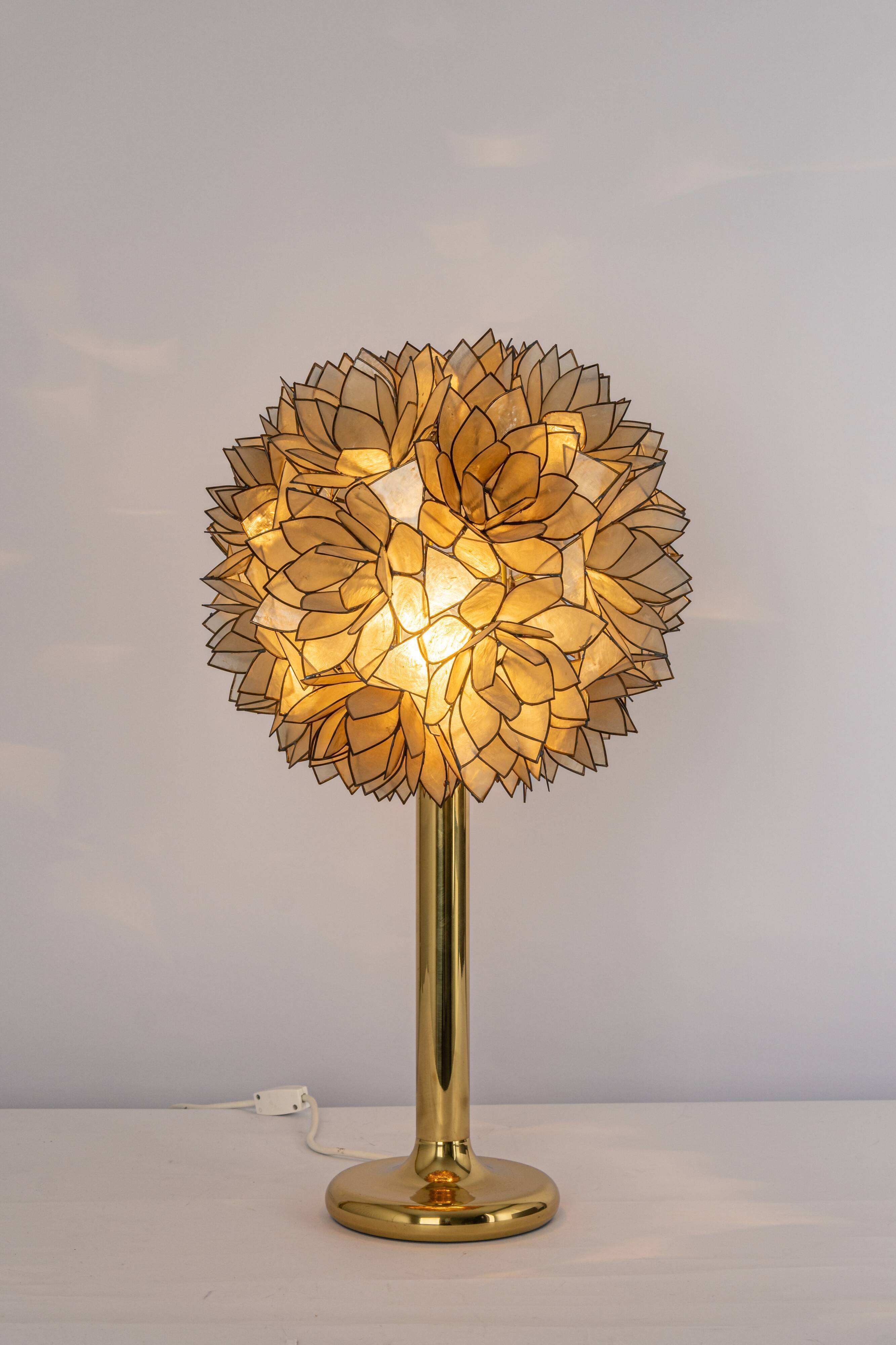 Capiz Shell Lotus Ball Table Light Germany, 1960s