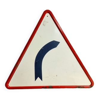 Vintage traffic sign warning sign enamel