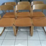 Suite of 6 Baumann Chairs model 1970 Sleigh