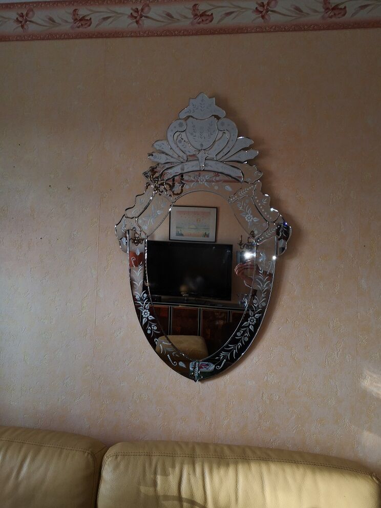Venetian oval mirror 1970 vintage - 119x74cm