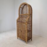 Italian bamboo and rattan credenza or bookcase, 1970s