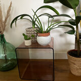Vintage smoked plexiglass cube by Miche Dumas for Roche Bobois 70s.