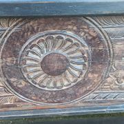 Console in old black wood with integrated chest