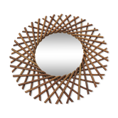 Miroir en rotin vintage soleil 55 x 55 cm