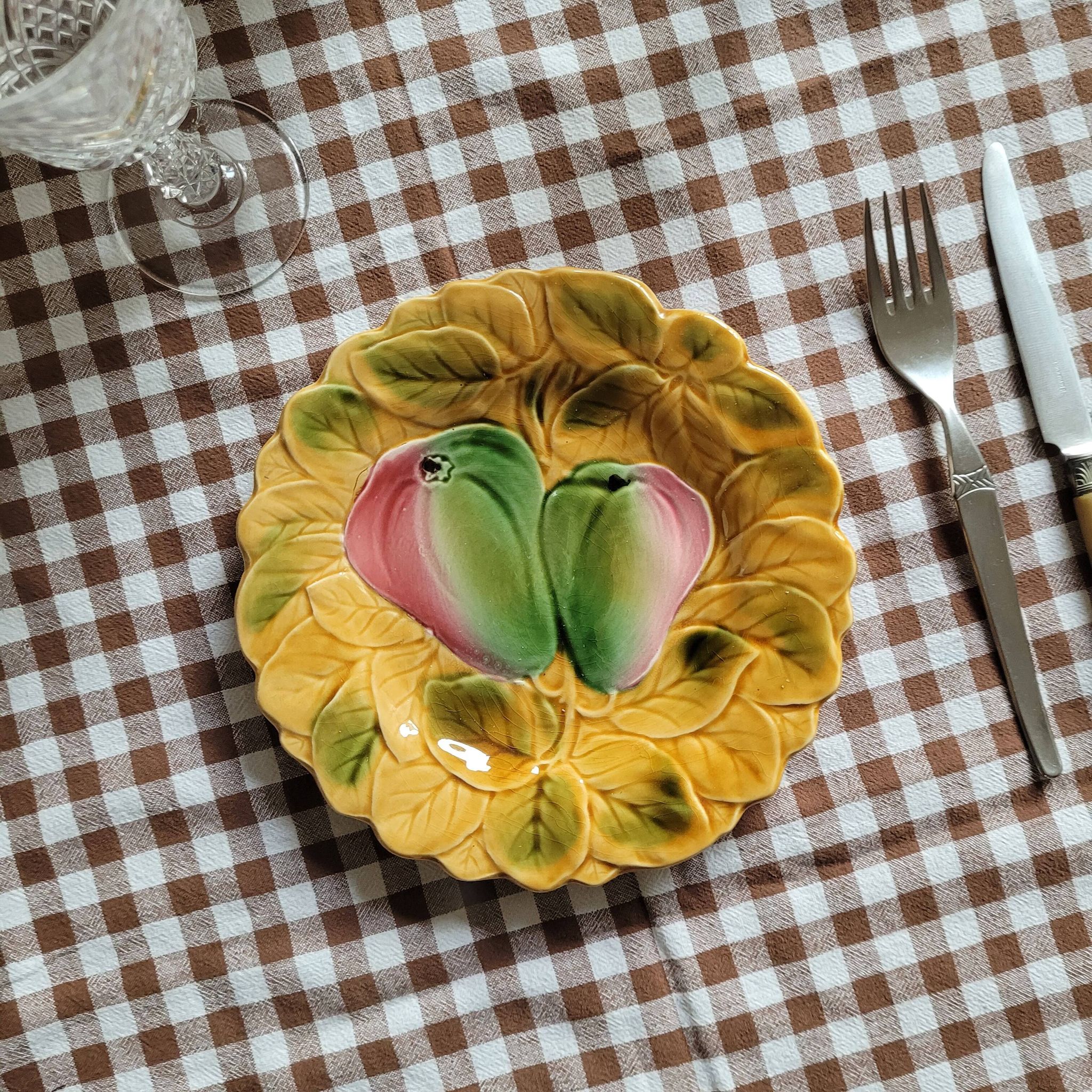 La Redoute x Selency set of 4 Sarreguemines fruit barbotine plates