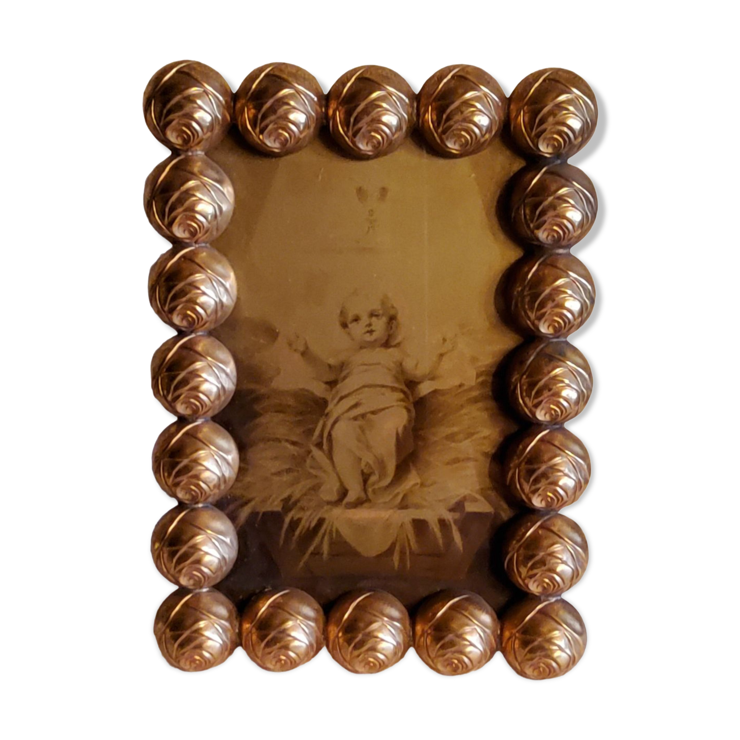 Art deco photo frame in gilded bronze and gilded brass