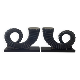 vintage sculptural bookends, ram's horns