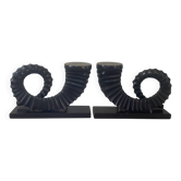 vintage sculptural bookends, ram's horns