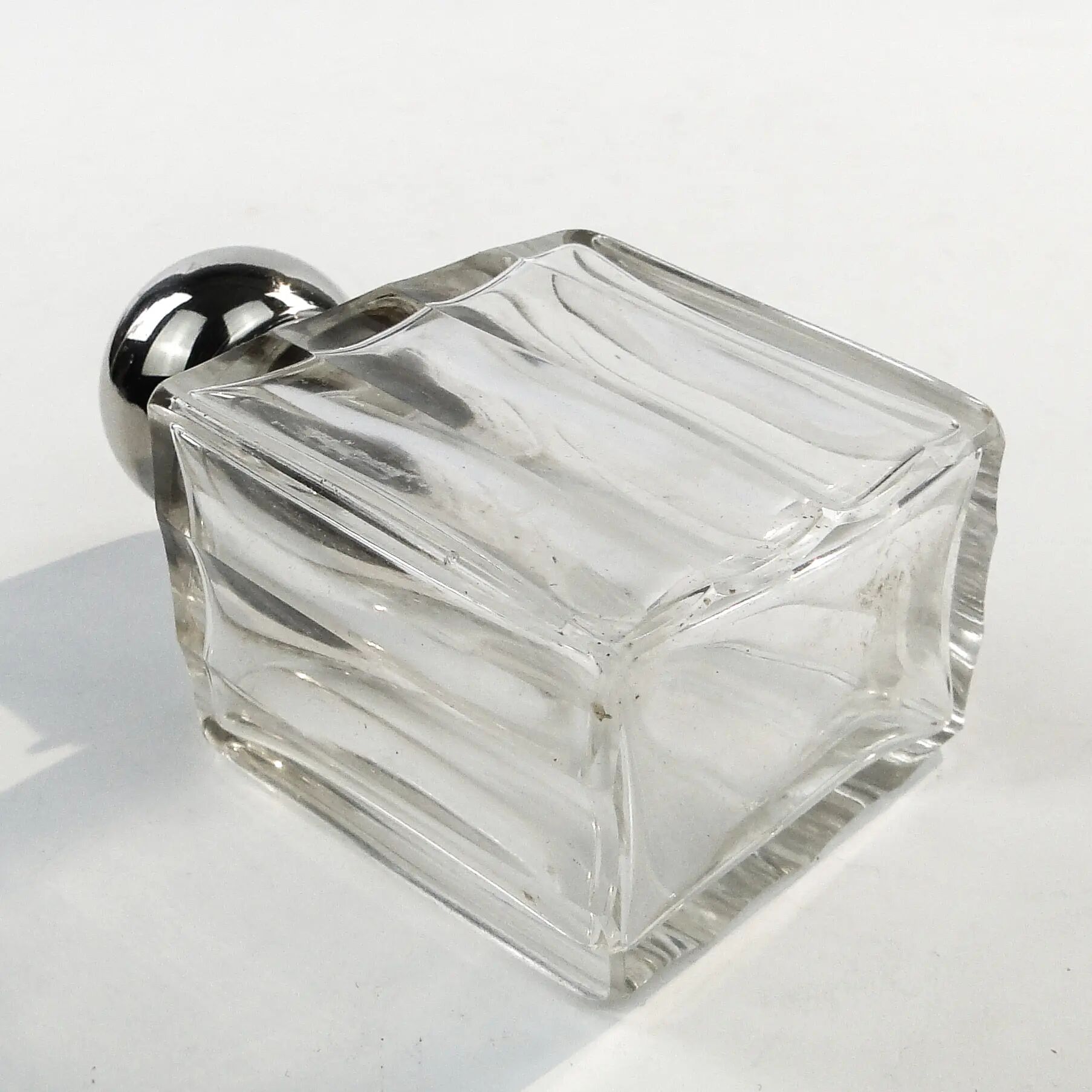 Art Deco hip flask, crystal, France, 1930s