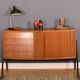 Restored Danish Style Walnut & Teak Sideboard With Tambour Doors