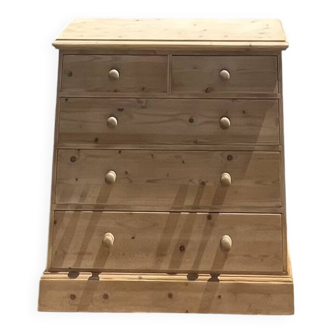 Renovated chest of drawers in raw solid wood