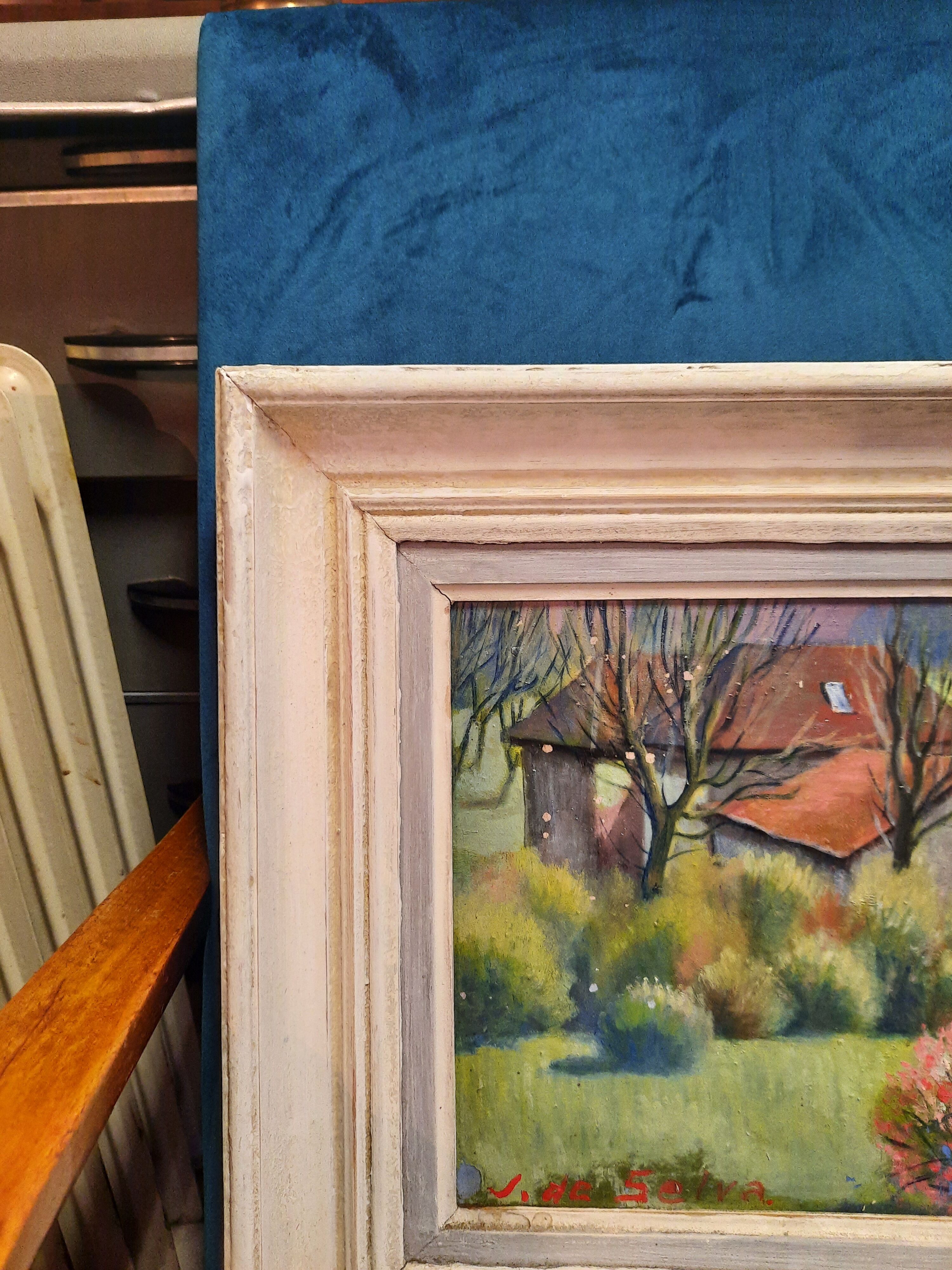 Oil on canvas landscape in the countryside