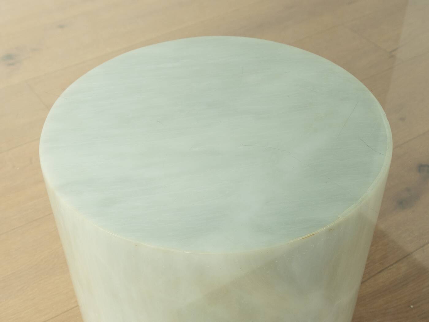 Postmodern coffee table from the 1980s with marble base and glass top
