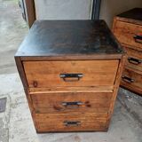 Pair of workshop furniture, solid wood, metal top 1930, 1950