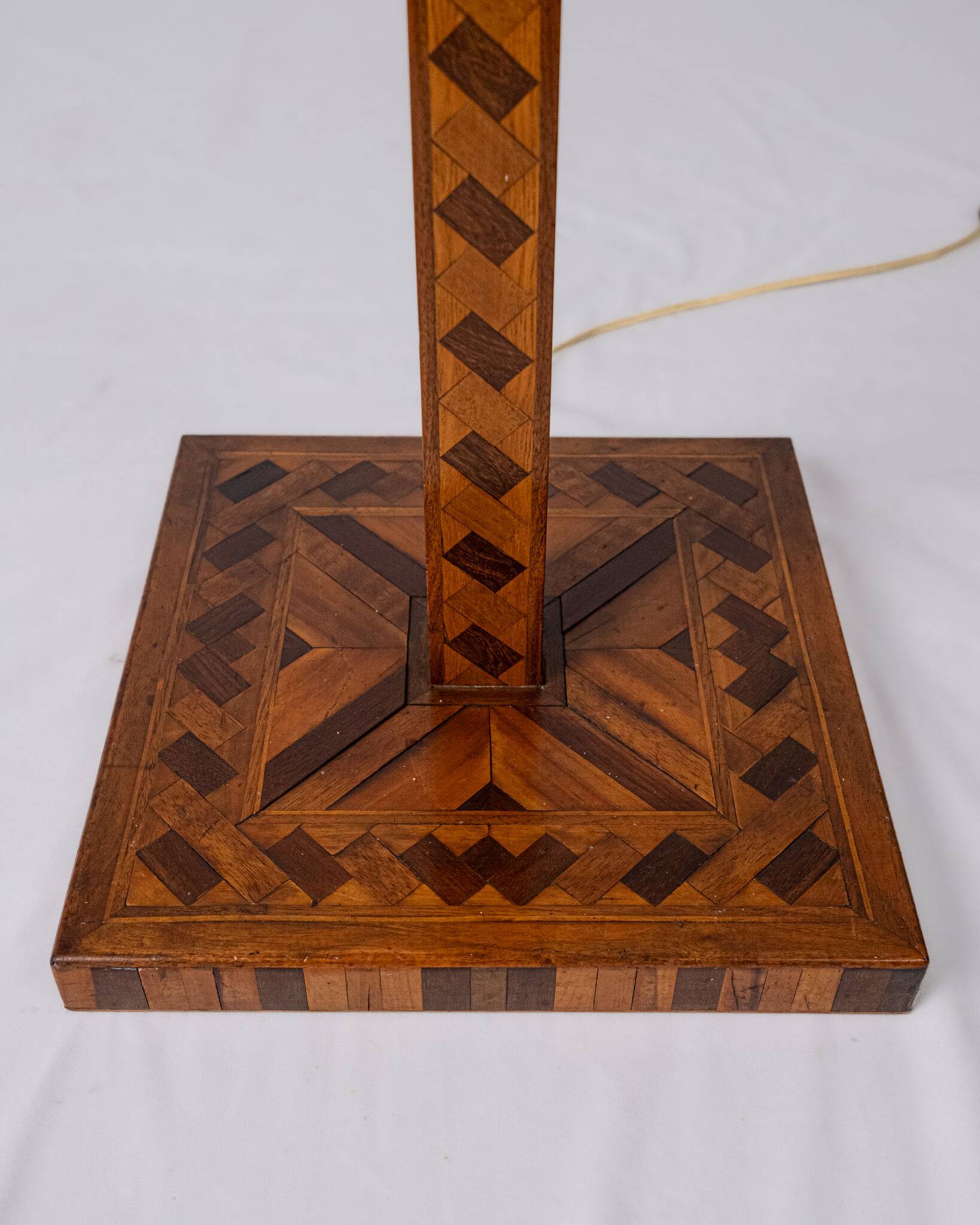 Art Deco floor lamp in marquetry, France, 1930s