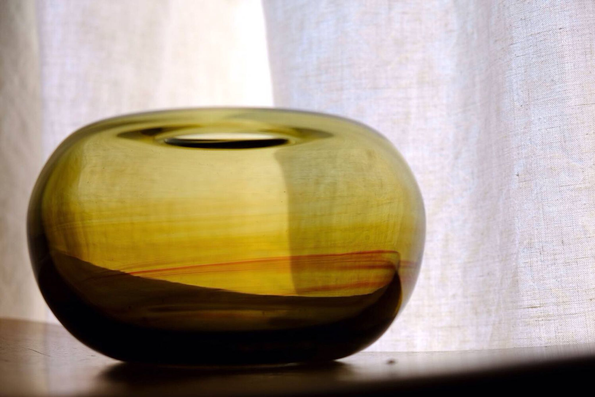 Blown glass ball vase by Claude Morin, Dieulefit France 1979