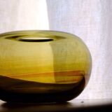 Blown glass ball vase by Claude Morin, Dieulefit France 1979