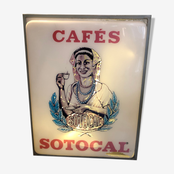 Enseigne lumineuse vintage recto-verso Café Sotocal