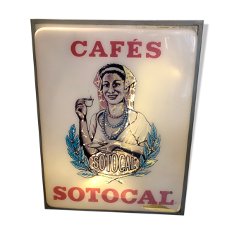 Enseigne lumineuse vintage recto-verso Café Sotocal