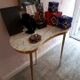 Coiffeuse vintage forme libre marbre blanc 1960