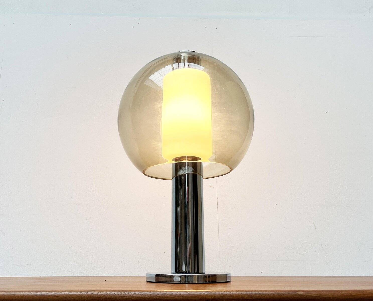 Floor lamp or globe table lamp in chrome and glass, mid-century space, 1960s.
