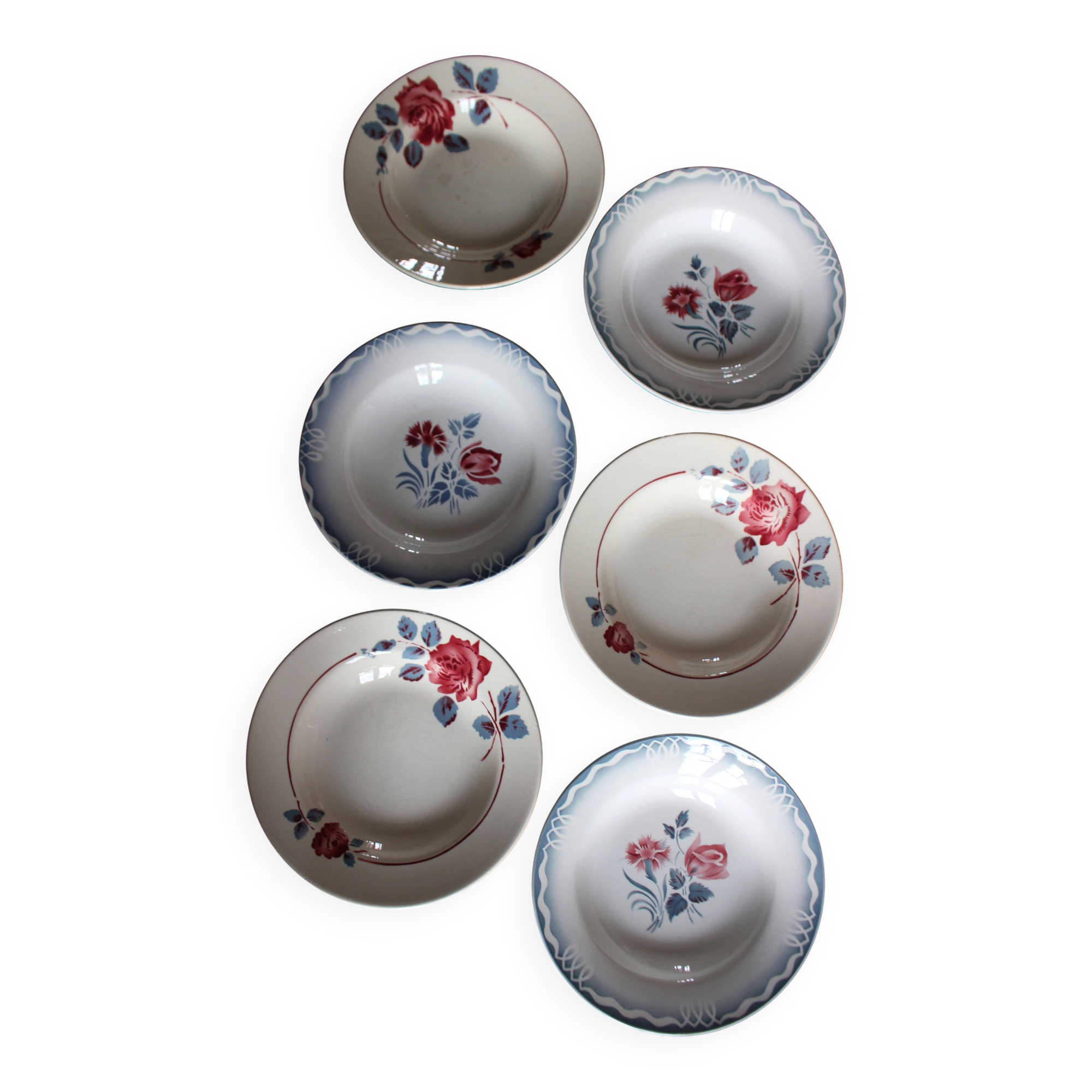 6 Art Deco deep plates Marinette Juliette Digoin Sarreguemines