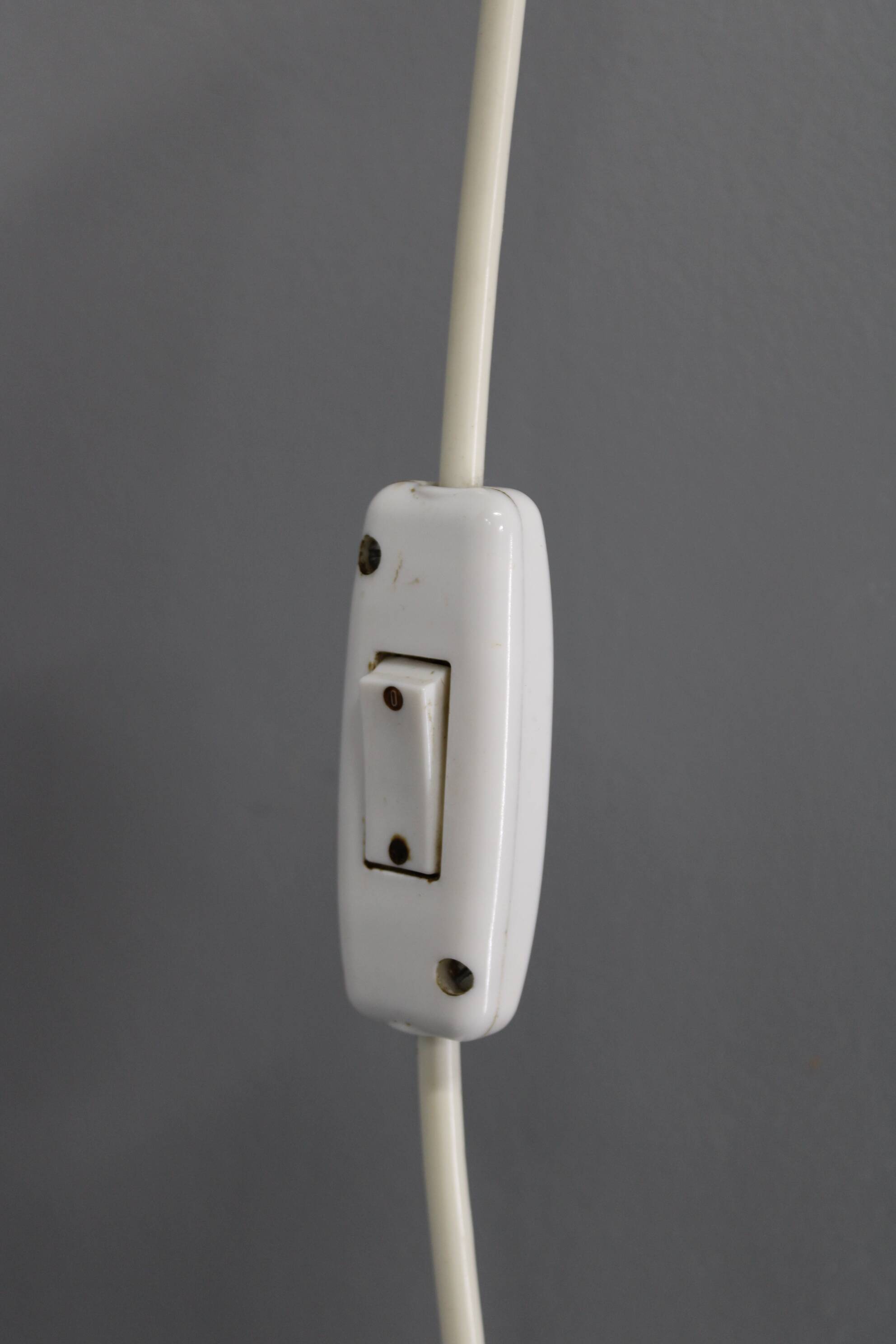 Adjustable mid-century wooden wall lamp with rattan shade, 1970s