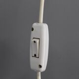 Adjustable mid-century wooden wall lamp with rattan shade, 1970s