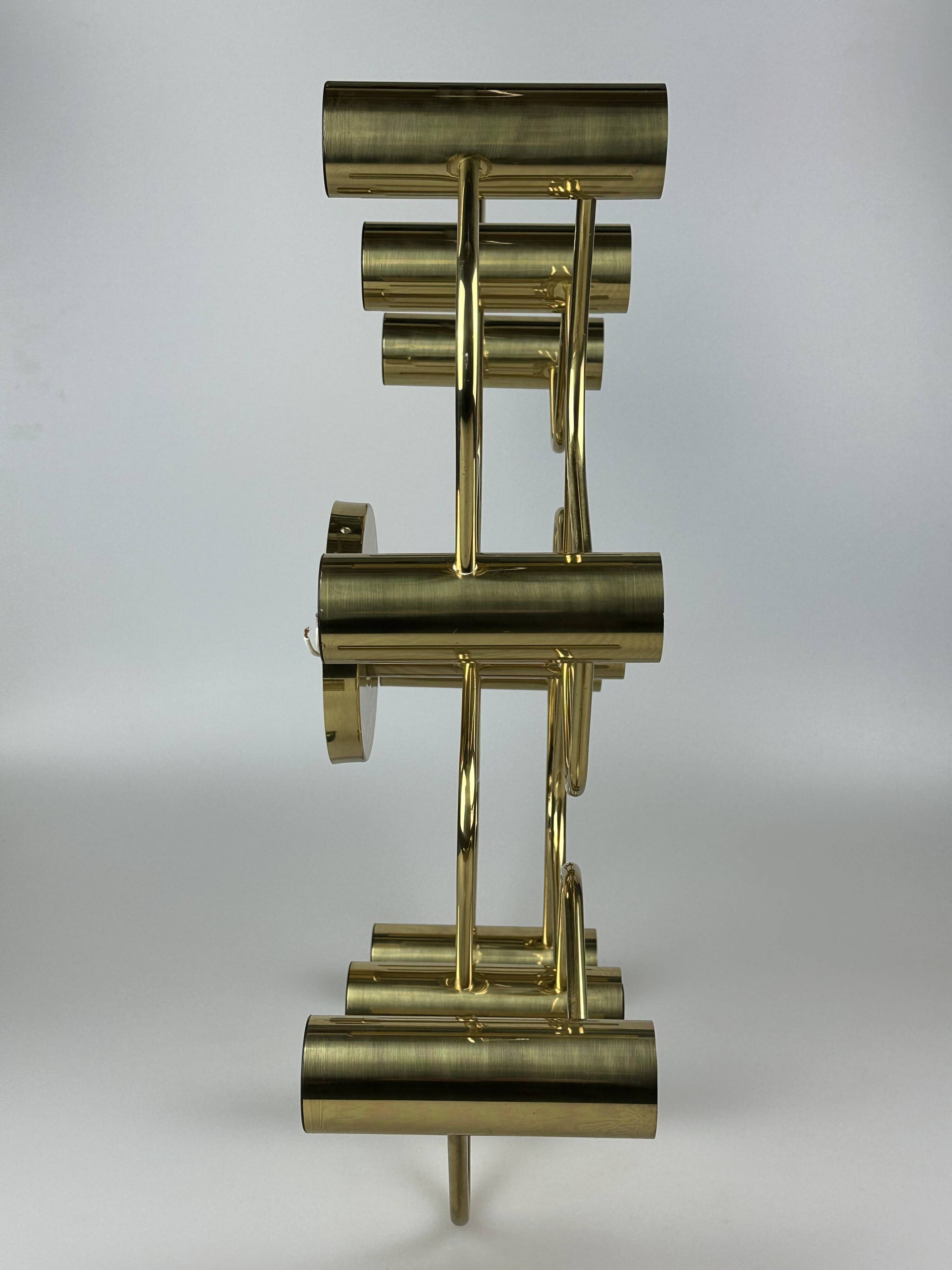 60s 70s 9-bulb ceiling lamp from Leola Leuchten Germany in brass
