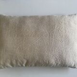 Coussin réversible tweed soie et lin ancien dos lin brut 40x60