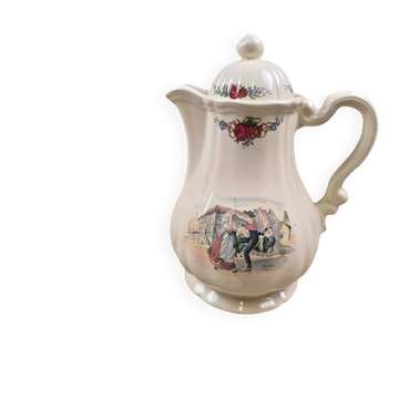 Sarreguemines coffee pot Obernai Henri Loux with short spout – Alsatian dance