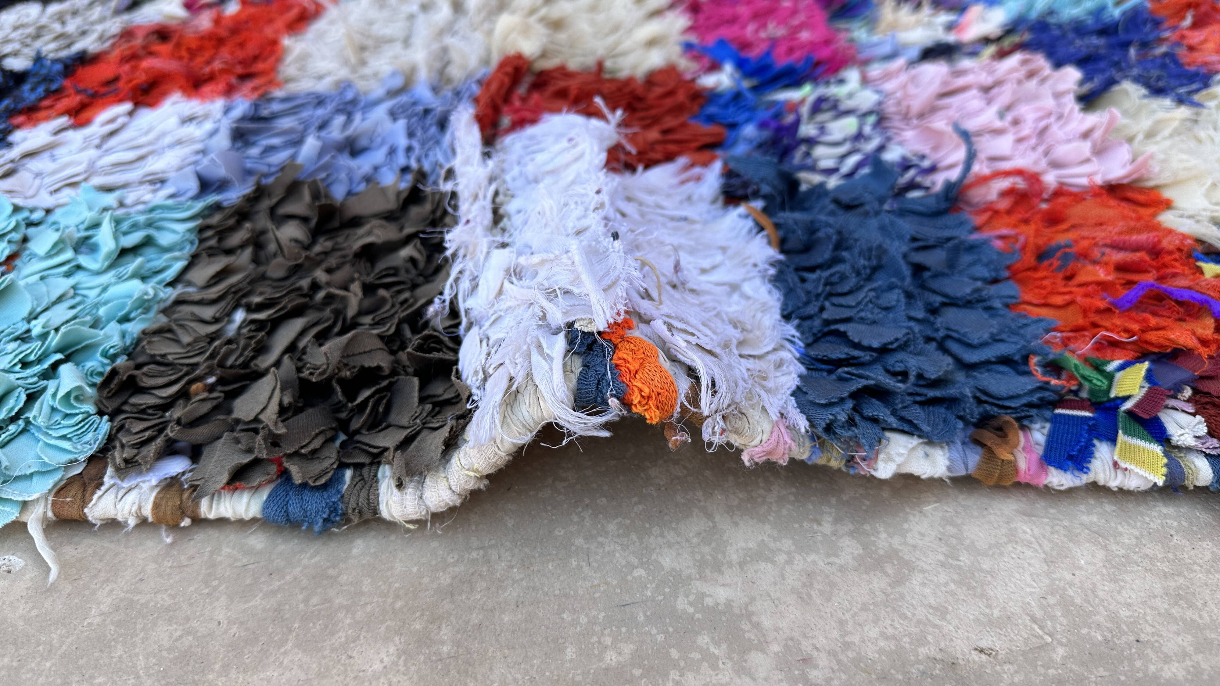 Moroccan carpet Boucherouite colored - 120 x 216 cm