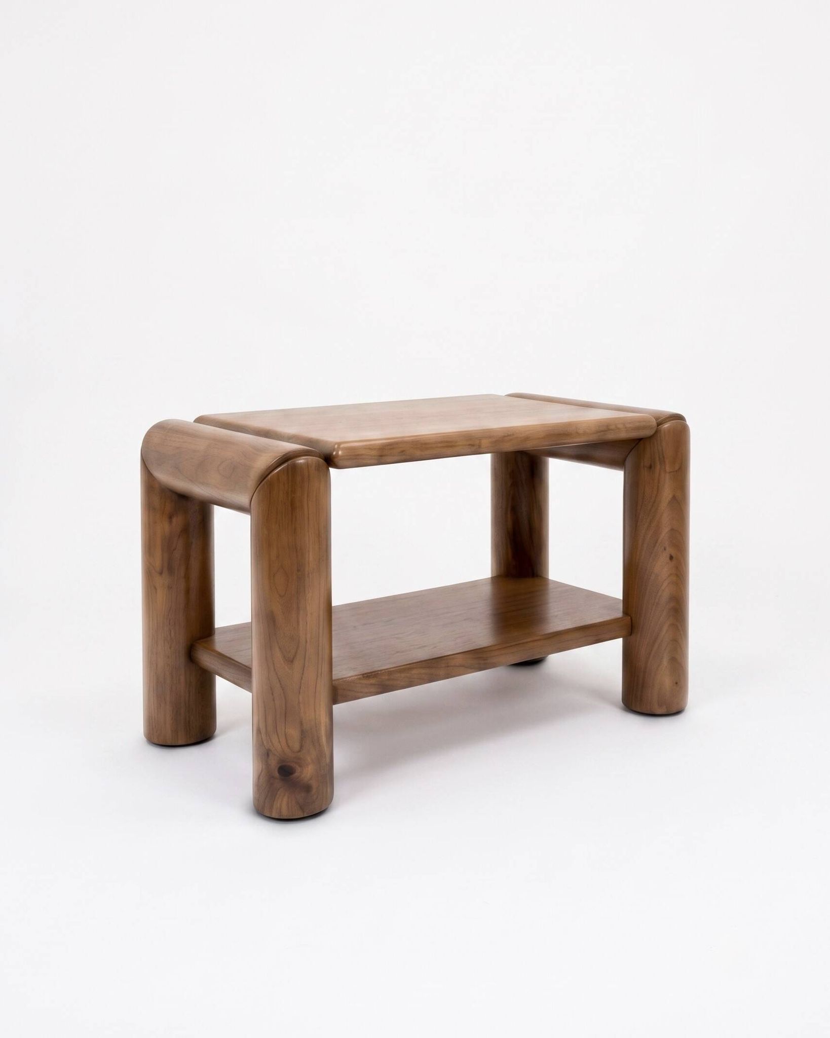 Brutalist pair of bedside tables in solid elm by Atelier Chauvin - 1970