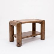 Brutalist pair of bedside tables in solid elm by Atelier Chauvin - 1970