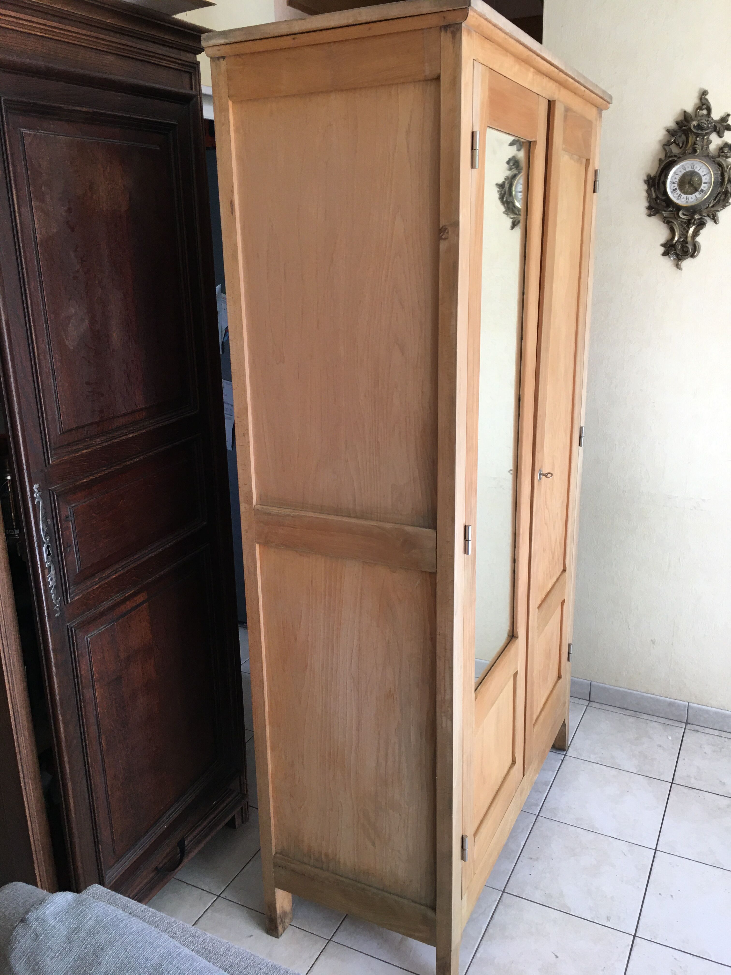 Parisian wardrobe 2 door boarding dormitory wardrobe lingère raw wood