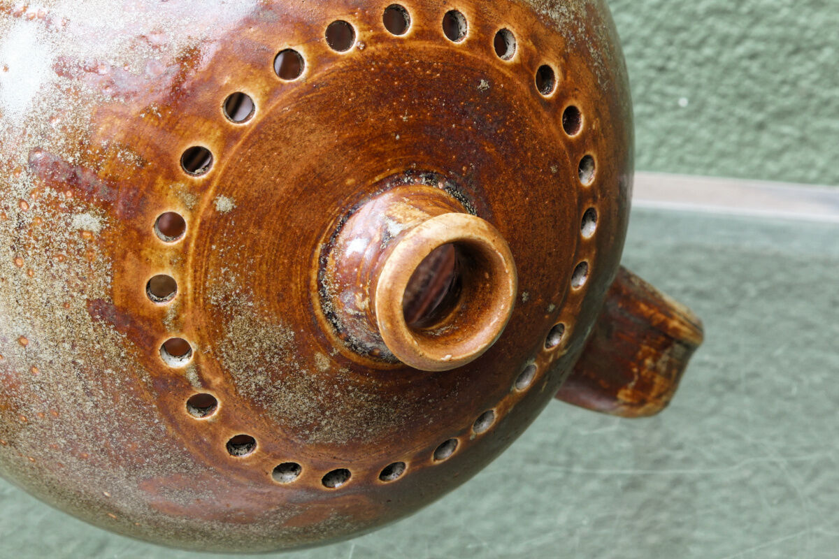 Signed enamelled stoneware lantern, Puisaye