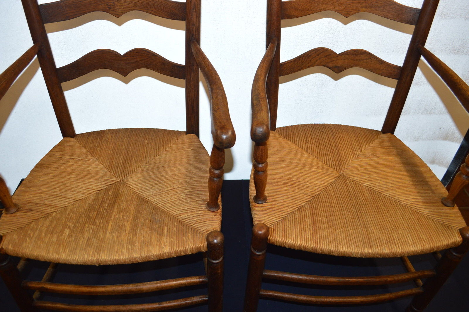 2 country style oak chairs