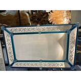 Stylish Modern Venetian Blue Mirror with Hand-Carved Murano Glass Frame