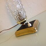 Structured tulip glass bedside lamp and laitone base / vintage 50-60s