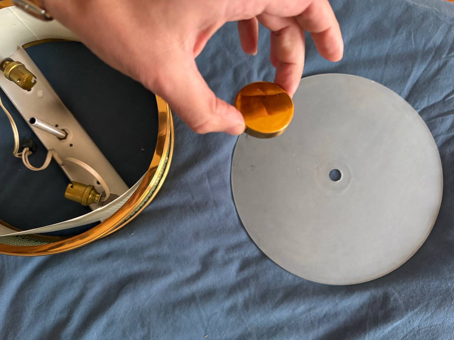 Lunel ceiling light / Porthole / Brass, perforated metal and glass